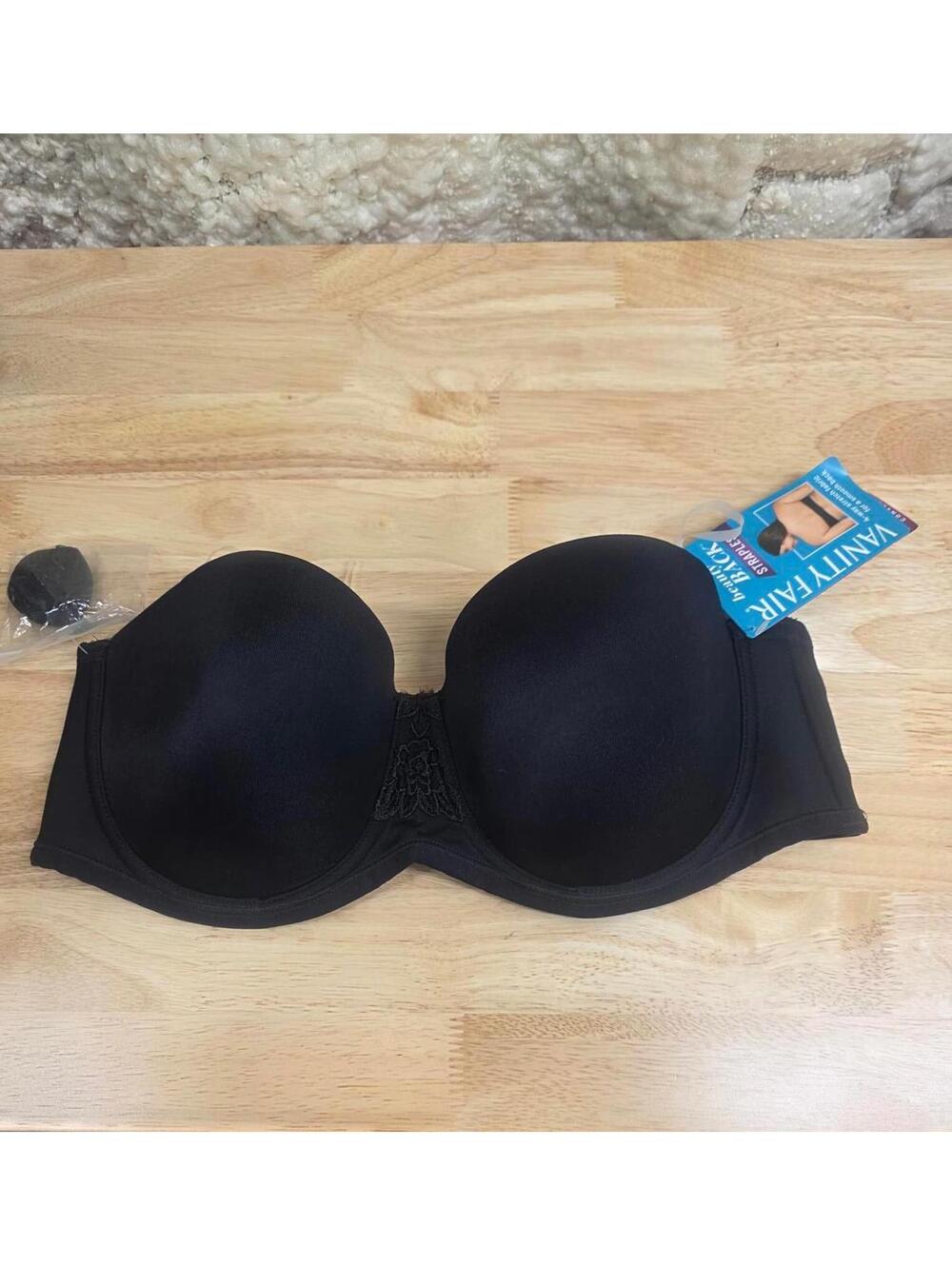 VANITY FAIR WOMEN’S BEAUTY BACK SMOOTHING STRAPLESS BRA MIDNIGHT BLACK SIZE 38B